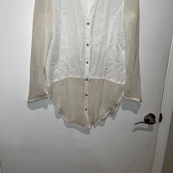 Helmut Lang Womens Sheer White Button-Up Shirt Size Small - Picture 4 of 8